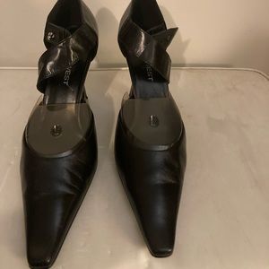 Black leather ninewest heels
